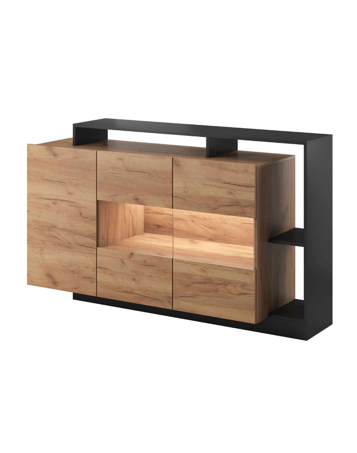 Komoda do obývacího pokoje Alva grafit + dub craft 155 cm