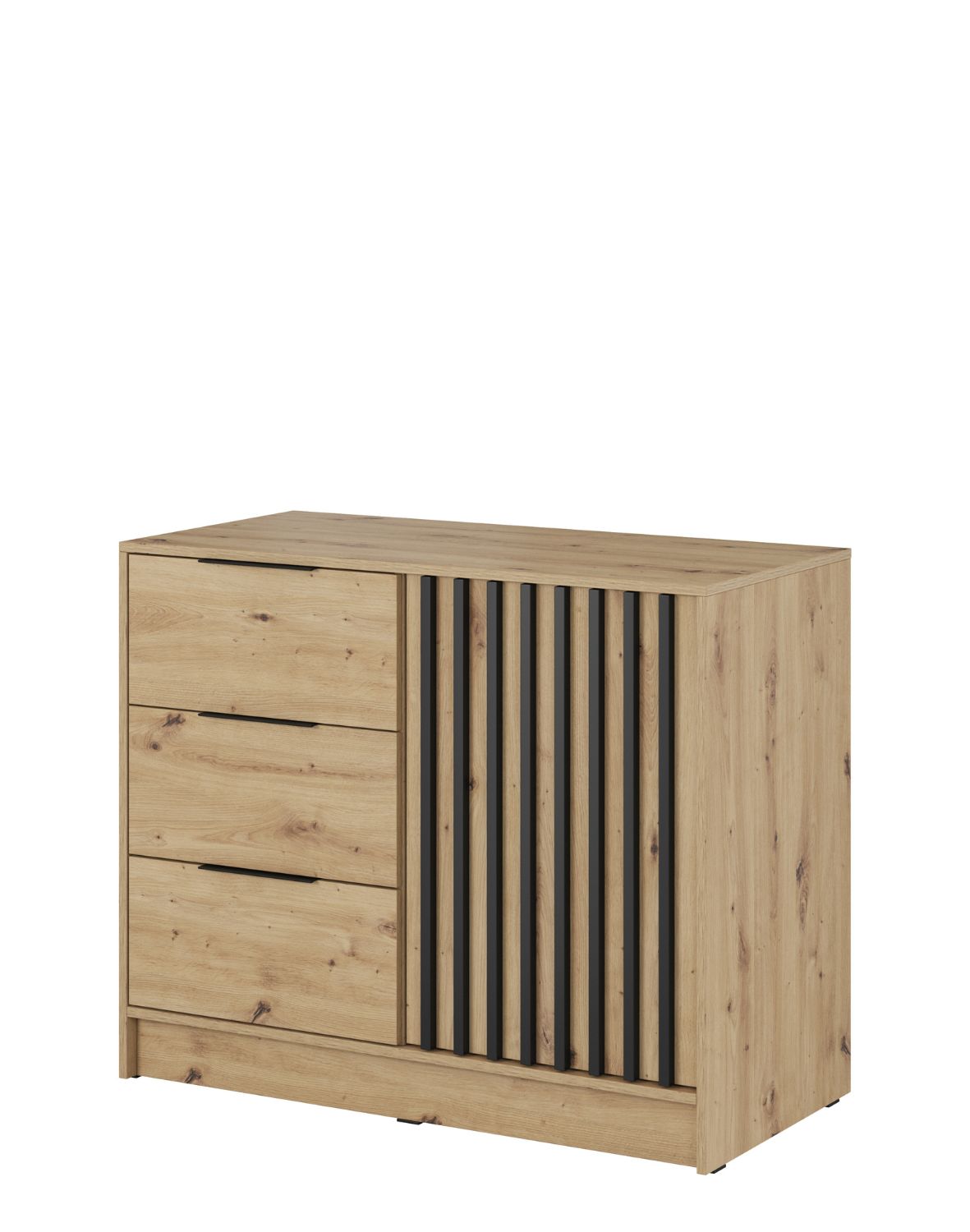 Komoda Nelly 2D s černými lištami, dub artisan