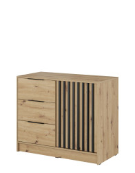 Komoda Nelly 2D s černými lištami, dub artisan