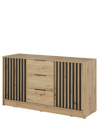 Komoda Nelly 3D, černé lamely, dub artisan