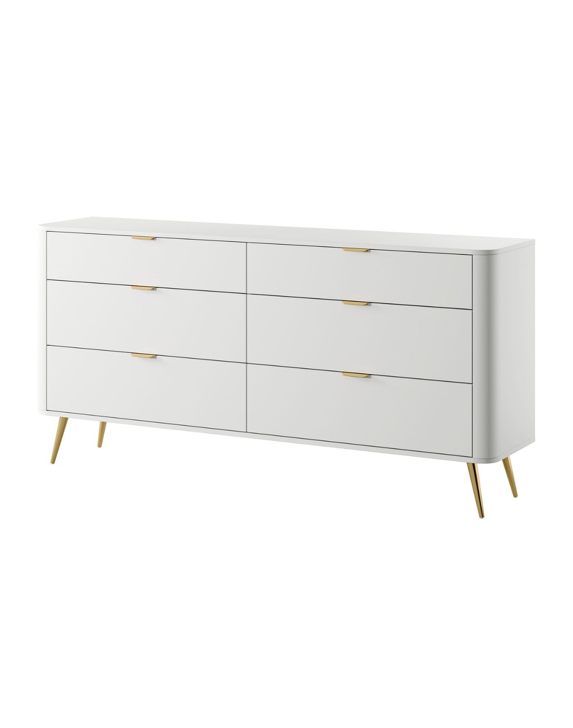 Komoda Oval se šesti zásuvkami, bílá (6sz), 173 cm