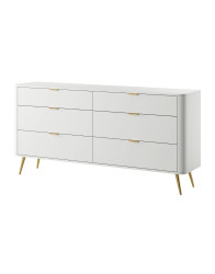 Komoda Oval se šesti zásuvkami, bílá (6sz), 173 cm