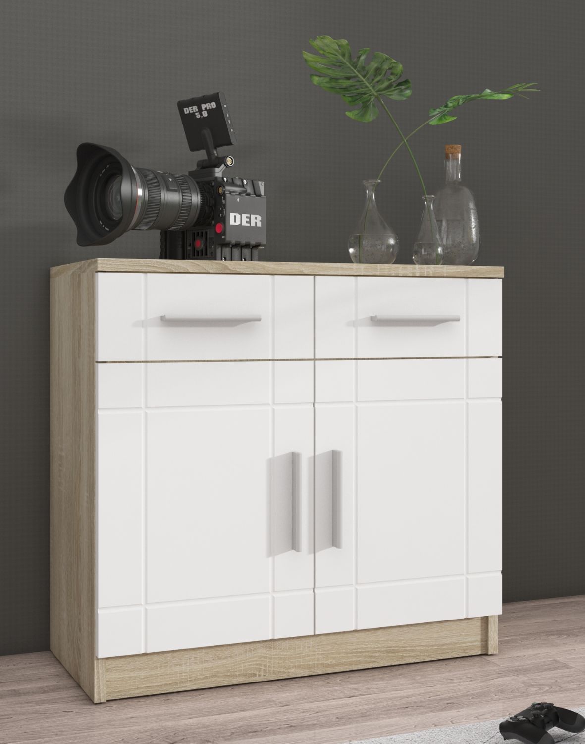 Komoda Paris bílá / Dub Sonoma 2F2S