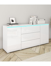 Komoda s LED osvětlením Vera bílý lesk, 150 cm