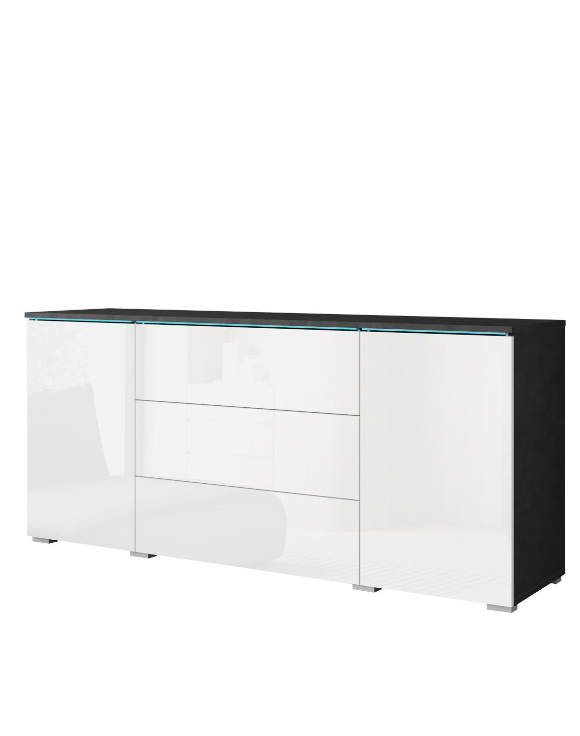 Komoda s LED osvětlením Vera matera / bílý lesk, 150 cm