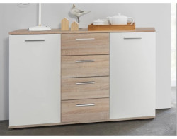 Komoda se 4 zásuvkami Jacky, dub sonoma/bílá