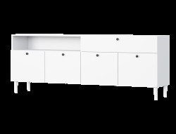 Komoda se skříňkami a zásuvkou DULLUM 200x75cm, bílá