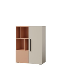 Komoda se skříňkou a otevřeným regálem 90/117 cm (Lorin 6 kašmír/alpaka)