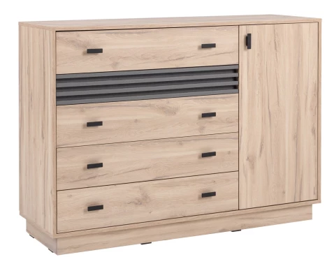 Komoda se šuplíky Almo, 135 cm, dub estana/antracit