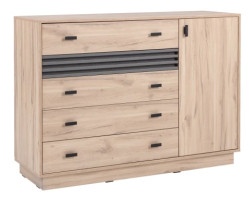 Komoda se šuplíky Almo, 135 cm, dub estana/antracit