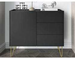 Komoda se šuplíky Harmony, černá/černý mramor