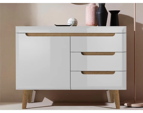 Komoda se šuplíky Nordi, dub riviera/bílá lesk