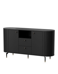 Komoda se zásuvkami a skříňkami černá s drážkováním ZANTE ZA2