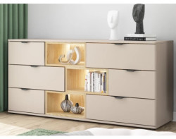 Komoda se zásuvkami Avola, 160 cm, béžová kašmír/dub cremona