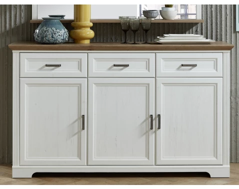 Komoda se zásuvkami Jasmin, bělená pinie/dub