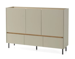 Komoda se zásuvkami Lucky, 150 cm, eukalyptově zelená/baltský dub