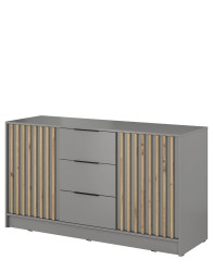 Komoda se zásuvkami Nelly 3D, lamely dub artisan, šedá