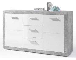 Komoda Stone 147 cm, beton/bílá