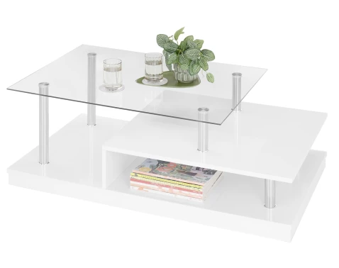 Konferenční stolek Memphis, lesklý bílý
