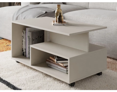 Konferenční stolek na kolečkách Astor, béžová kašmír