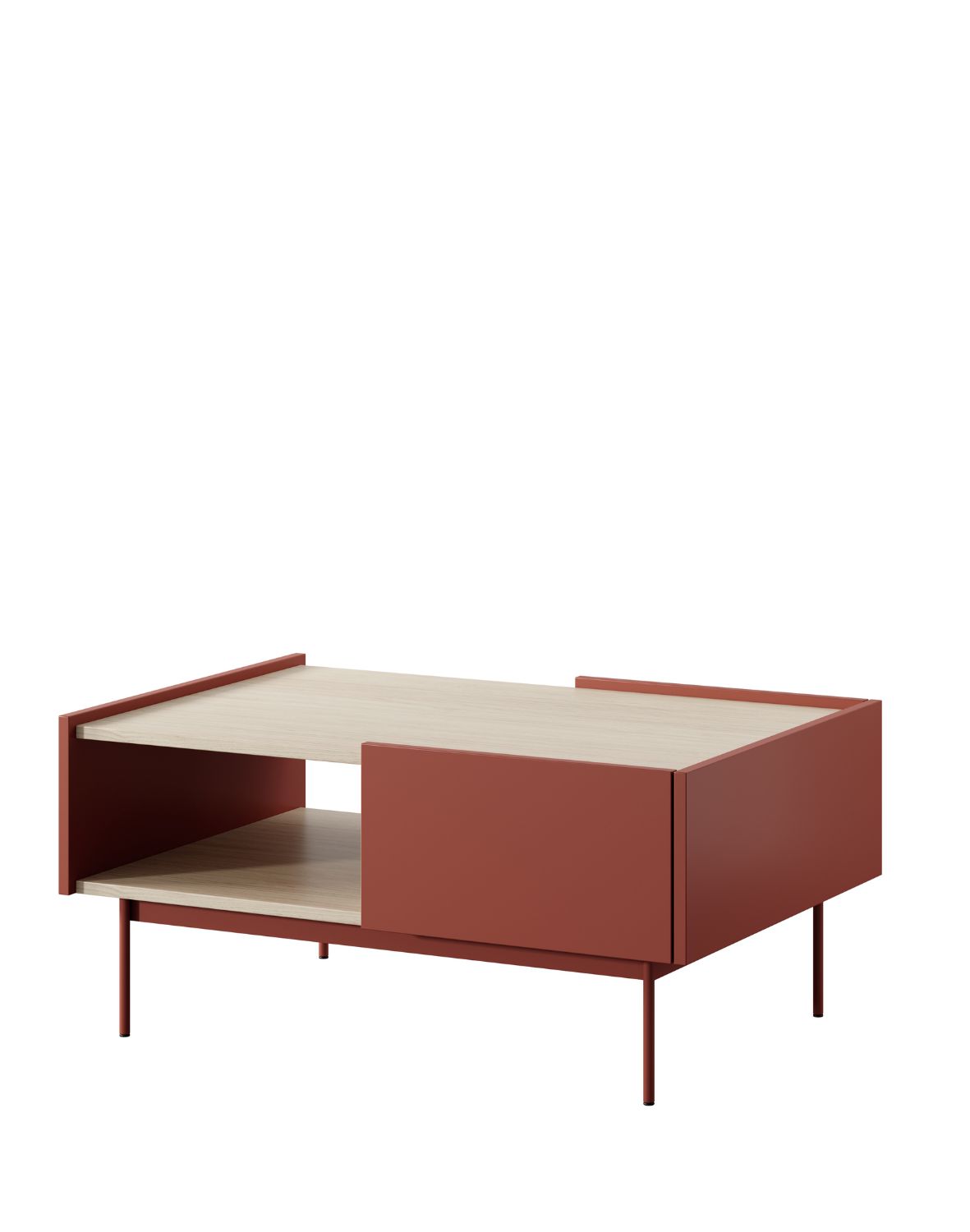Konferenční stolek se zásuvkami Color L-97, cihlová/dub linea