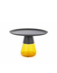 Konferenční stolek Tiffany B Black – kovová deska a oranžový skleněný podstavec