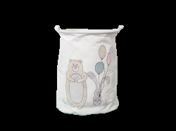 Koš na hračky a prádlo s potiskem BEAR 35x45 cm, bílý