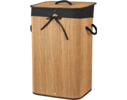 Koš na prádlo 60 cm, bambus/černá