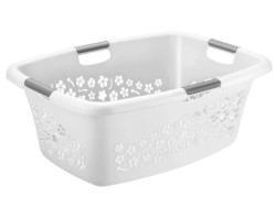 Koš na prádlo Flowers 50 l, bílý