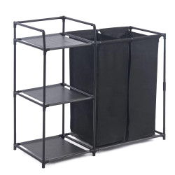 Koš na prádlo s policí HERZBERG 42x172 cm černý