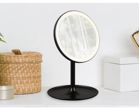 Kosmetické zrcadlo s LED Liara 18x28,5 cm, černé