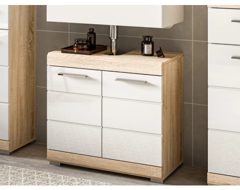 Koupelnová skříňka pod umyvadlo Lambada, dub sonoma/bílá lesk