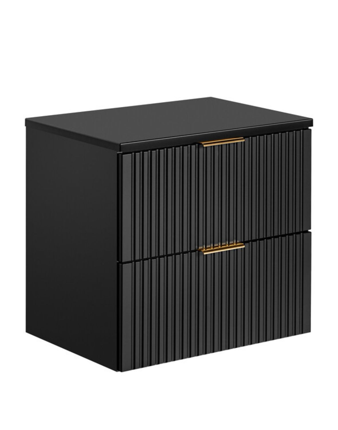 Koupelnová skříňka pod umyvadlo s deskou 60 cm ADEL, drážkovaná černá (SET -ADB B 60 CM)