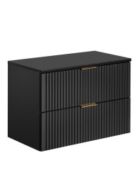 Koupelnová skříňka pod umyvadlo s deskou 80 cm ADEL, drážkovaná černá (SET -ADB B 80 CM)