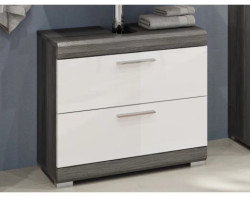 Koupelnová skříňka pod umyvadlo Scout, šedý dub/bílá lesk, zásuvky