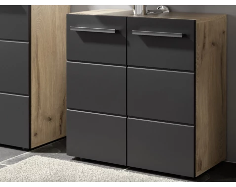 Koupelnová skříňka pod umyvadlo Vista 60 cm, dub viking/černá