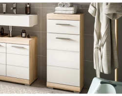 Koupelnová stojací skříňka Lambada, dub sonoma/bílá lesk