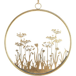 Kovová nástěnná dekorace FLOWERS RING Ø 41 cm zlatá