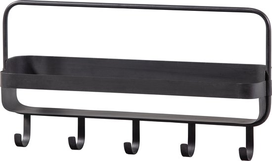 Kovová police do koupelny RAKKA 56x29 cm, černá s patinou