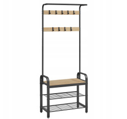 Kovová předsíňová stěna PURE 183 cm, černá/dub sonoma