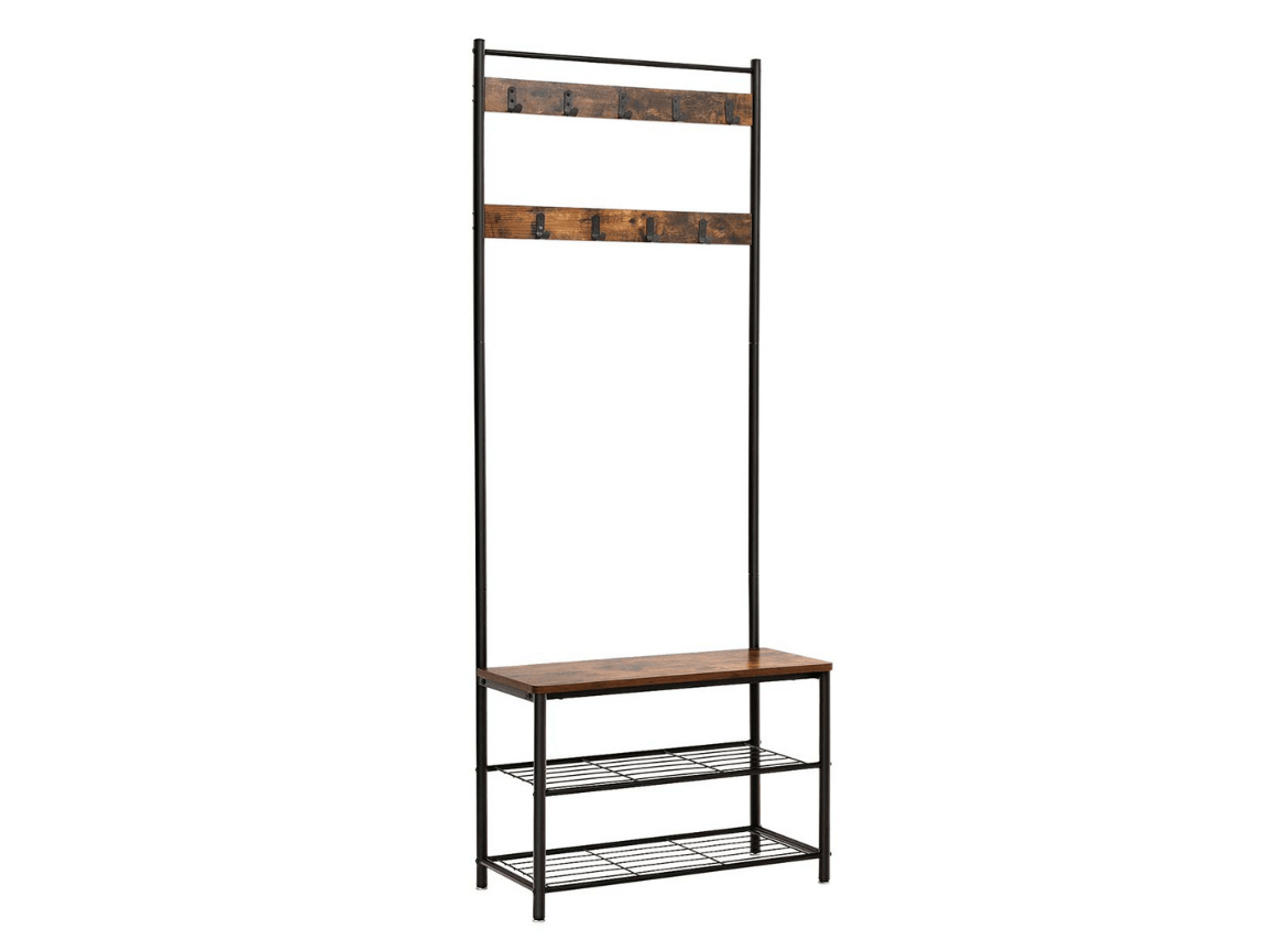 Kovová předsíňová stěna TAYLOR 72x175 cm, černá/rustikálně hnědá