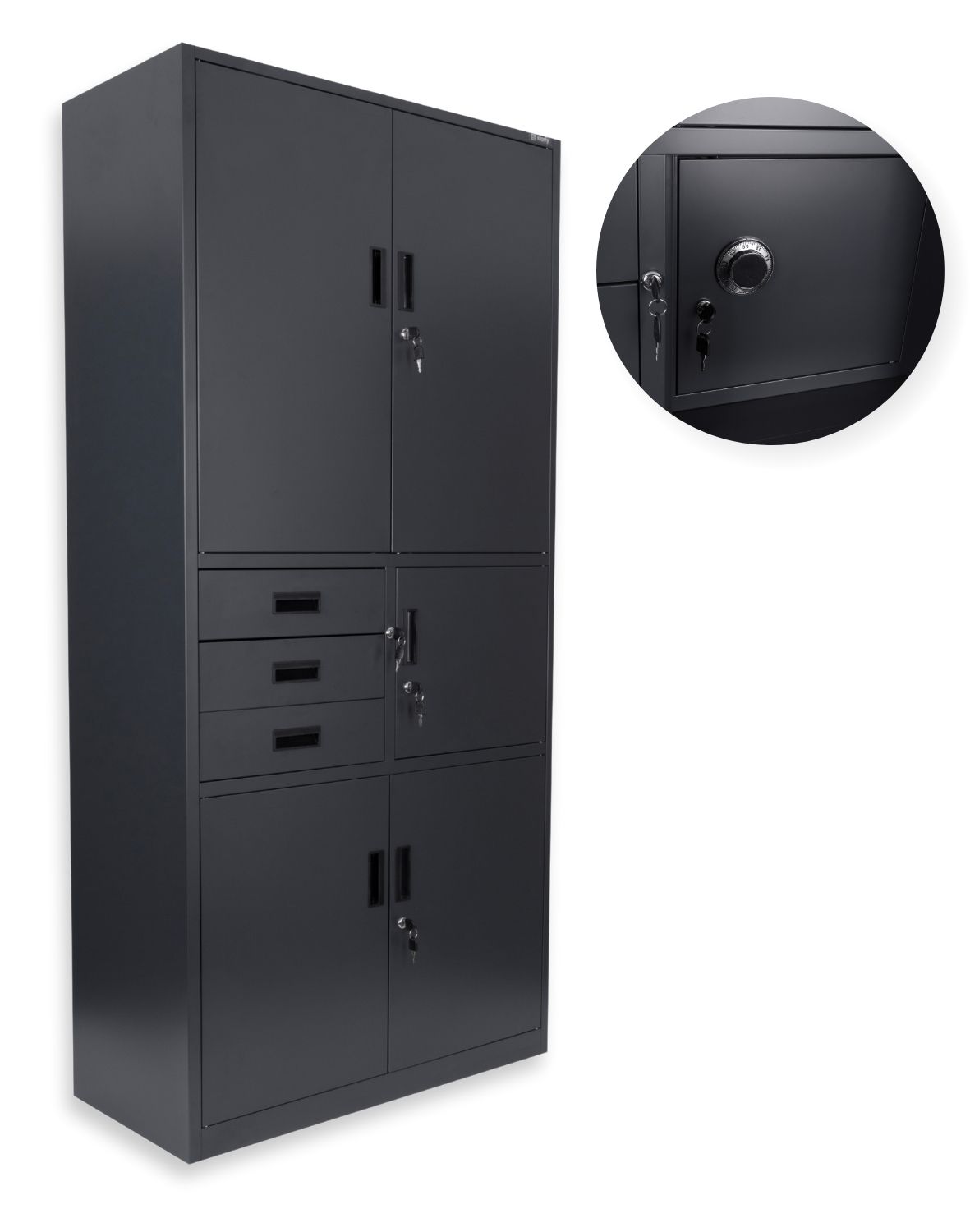 Kovová šatní skříň se sejfem Brooklyn: antracitová