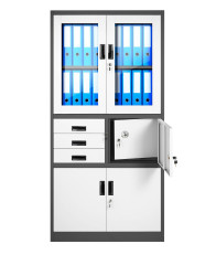 Kovová skříň Filip s trezorem: antracitovo-bílá 90x185 cm (992)