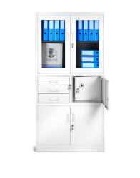 Kovová skříň Filip s trezorem: bílá 90x185 cm (991)