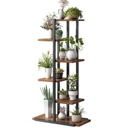 Kovový stojan na květiny LOREDO v dekoru ořech, černý