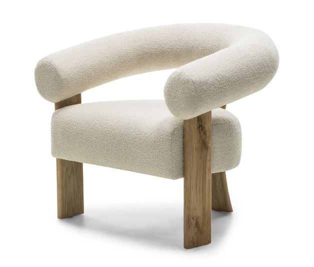 Krémové designové křeslo KOKEI, dub