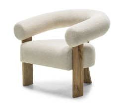 Krémové designové křeslo KOKEI, dub