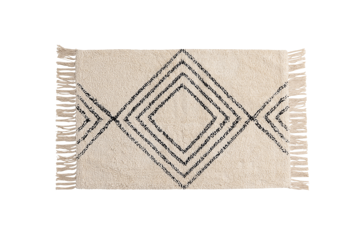 Krémový koberec se střapci LOVE 50 x 80 cm
