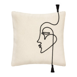 Krémový povlak na polštář FACE 40x40 cm