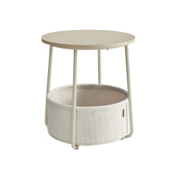 Krémový příruční stolek s odkládacím košem SALMA Ø 45 cm